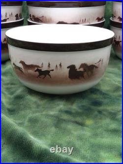 (10)Wild Horses Big Sky Carvers Thomas Norby Stoneware Bowls Cabin Rodeo Ranch