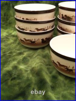 (10)Wild Horses Big Sky Carvers Thomas Norby Stoneware Bowls Cabin Rodeo Ranch