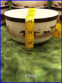 (10)Wild Horses Big Sky Carvers Thomas Norby Stoneware Bowls Cabin Rodeo Ranch