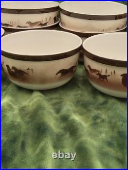 (10)Wild Horses Big Sky Carvers Thomas Norby Stoneware Bowls Cabin Rodeo Ranch