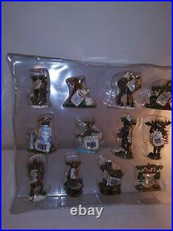 12 Days Of Christmas Ornament Set Rare boxed Mountain Mooses By Phyllis Driscol