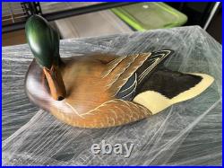 14 Big Sky Carvers Hand-Carved Wooden Mallard Duck, Signed Chris Lin Glass Eyes