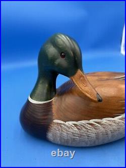 14 Big Sky Carvers Hand-Carved Wooden Mallard Duck, Signed Lee Smith Glass Eyes