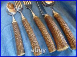 15- pc Set of BIG SKY Carvers Faux Wood Handle Flatware Spoons Forks Knife EUC