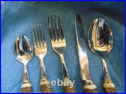 15- pc Set of BIG SKY Carvers Faux Wood Handle Flatware Spoons Forks Knife EUC