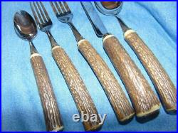 15- pc Set of BIG SKY Carvers Faux Wood Handle Flatware Spoons Forks Knife EUC