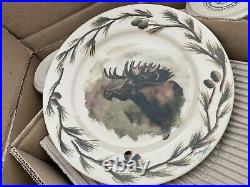 16-pc RARE Big Sky Carvers Lodge WOODLAND MOOSE Karry Hesla Dinnerware Set New