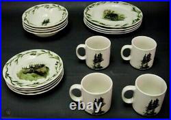 16-pc RARE Big Sky Carvers Lodge WOODLAND MOOSE Karry Hesla Dinnerware Set New