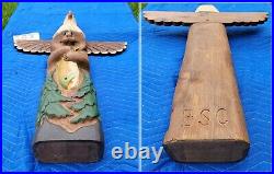 1996 BIG SKY CARVERS BSC/Jeff Fleming 37 Eagle/Bear Totem Pole-Carved Wood