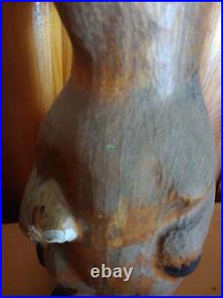 1996 Big Sky Carvers Raccoon Fish Wood Pine Carved Sculpture