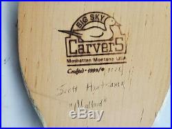1999 Big Sky Carvers Scott Huntsman Signed Wood Mallard Duck Decoy Glass Eye 14