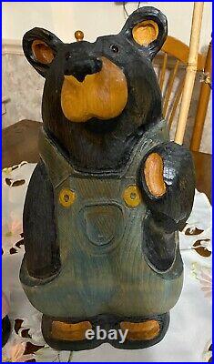 2 Big Sky Carvers Wood Carved Bear BERNIE & GERT Fishing Jeff Fleming RARE Cute
