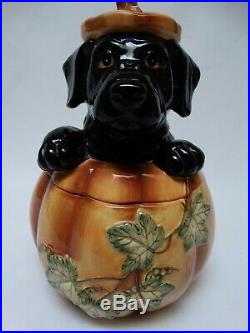 2002 Big Sky Carvers Canine 73701 Black Labrador Halloween Pumpkin Dog Treat Jar