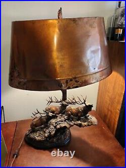 2009 Big Sky Carvers Marc Pierce Lamp Elk Headed High, Copper Shade #38078