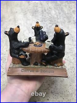 2011 Big Sky Carvers Jeff Fleming Bearfoots Coffee & Donuts Bear Figurine Nice