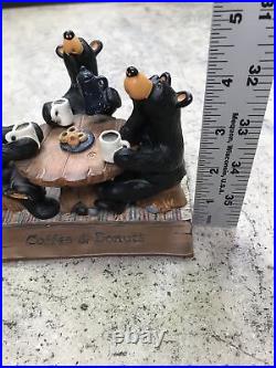 2011 Big Sky Carvers Jeff Fleming Bearfoots Coffee & Donuts Bear Figurine Nice