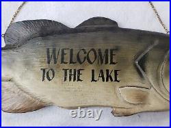 34 Vintage Big Sky Carvers Welcome To The Lake Carved Wood Bass Wall Art Sign