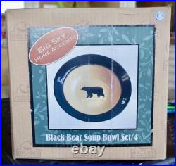 4 New Big Sky Carvers Soup Bowls Black Bear Brushwerks