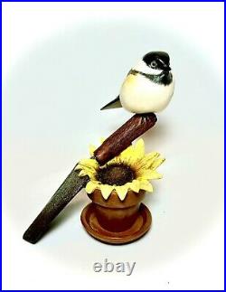 6.5 Big Sky Carvers Master Edition Chickadee Sunflower Song Figurine 215/2500