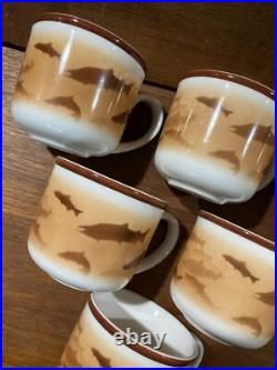 6 vintage Big Sky Lodge Stoneware Collection Thomas Norby Alaska fish fishing AK