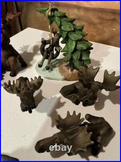 9 Mountain Mooses Figurines Big Sky Carvers Artist Phillis Driscoll Jeff Fleming