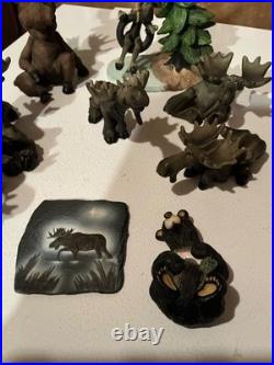 9 Mountain Mooses Figurines Big Sky Carvers Artist Phillis Driscoll Jeff Fleming