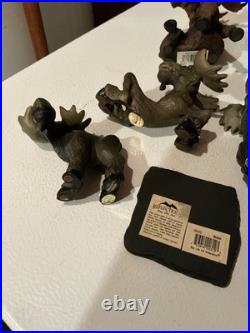 9 Mountain Mooses Figurines Big Sky Carvers Artist Phillis Driscoll Jeff Fleming