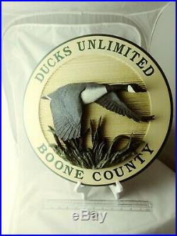 95 Wood Carved Ducks Unlimited BOONE COUNTY Big Sky Carvers 3D Sign Logo RARE