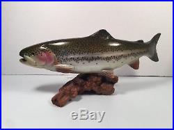 Authentic BIG SKY CARVERS Wood Carved BROWN TROUT on Manzanita SIGNED 17