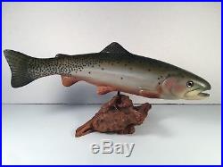 Authentic BIG SKY CARVERS Wood Carved RAINBOW TROUT on Manzanita SIGNED 17