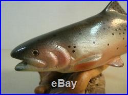 BIG SKY CARVERS 7 Rainbow Trout Fish on Knotted Wood Base SIGNED NICE HTF