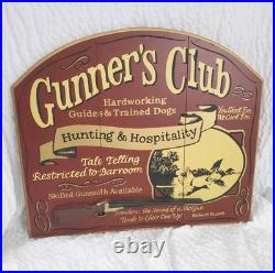 BIG SKY CARVERS GUNNER'S CLUB Duck Hunting Shotgun 3D WOOD SIGN Hand Paint 19x16