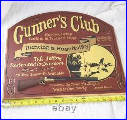 BIG SKY CARVERS GUNNER'S CLUB Duck Hunting Shotgun 3D WOOD SIGN Hand Paint 19x16