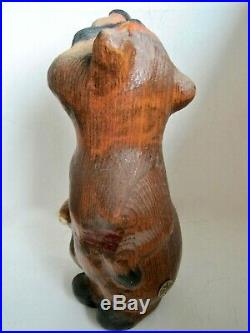 BIG SKY CARVERS Large 15 Solid Wood Carved Standing Raccoon With Fish1996