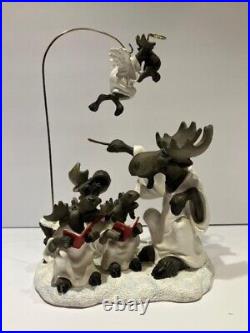 BIG SKY CARVERS MOUNTAIN MOOSES CHOIR OF MOOSE CHRISTMAS FIGURINE with ANGEL RARE