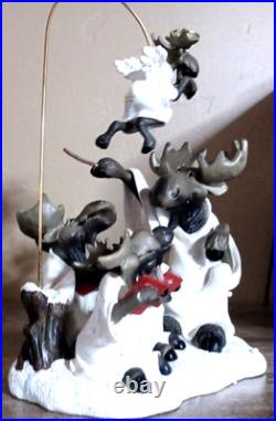 BIG SKY CARVERS MOUNTAIN MOOSES CHOIR OF MOOSE CHRISTMAS FIGURINE with ANGEL RARE