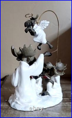 BIG SKY CARVERS MOUNTAIN MOOSES CHOIR OF MOOSE CHRISTMAS FIGURINE with ANGEL RARE
