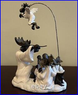 BIG SKY CARVERS MOUNTAIN MOOSES CHOIR OF MOOSE CHRISTMAS FIGURINE with ANGEL RARE