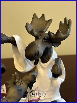 BIG SKY CARVERS MOUNTAIN MOOSES CHOIR OF MOOSE CHRISTMAS FIGURINE with ANGEL RARE