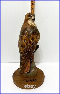 BIG SKY CARVERS Masters Edition 12 Red Tail Hawk 76/1250 KW White Wood Bird EUC
