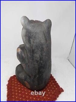 BIG SKY Carvers Black Bear With Fish MONTANA Hand Carved 15 Tall OLD VTG