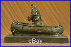 Bronze Big Sky Carvers Sculpture Canoe Trip Bear Bears Cub Indian Hotcast Figure