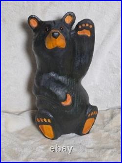 BSC Big Sky Carvers Jeff Fleming Solid Wood 13 Waving Bear Paw Up Sculpture VTG