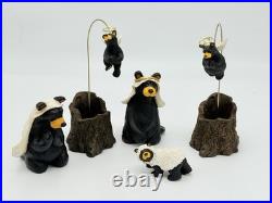 BearFoots Beartivity I Jeff Fleming Nativity Figurine Set Big Sky Carvers with Box