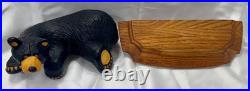 BearFoots Jeff Fleming Bear Raymond Sculpture Signed + Free Display Shelf Big