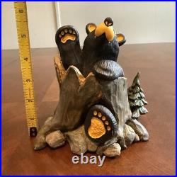 BearFoots by Jeff Fleming Mini Bears on Tree Figurine with Box Big Sky Carvers