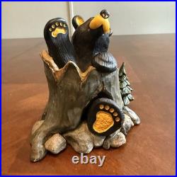 BearFoots by Jeff Fleming Mini Bears on Tree Figurine with Box Big Sky Carvers