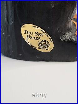 Bearfoots Bears Big Sky Bears Jeff Fleming Rare Solid Wood 14& 10 Hand Carved