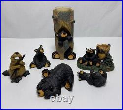 Bearfoots Bears Jeff Fleming Big Sky Carvers Figures Lot of 6 Candle Holder