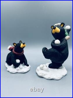 Bearfoots Bears Jeff Fleming Big Sky Carvers Snow Bear Fight Two Figurines #6729